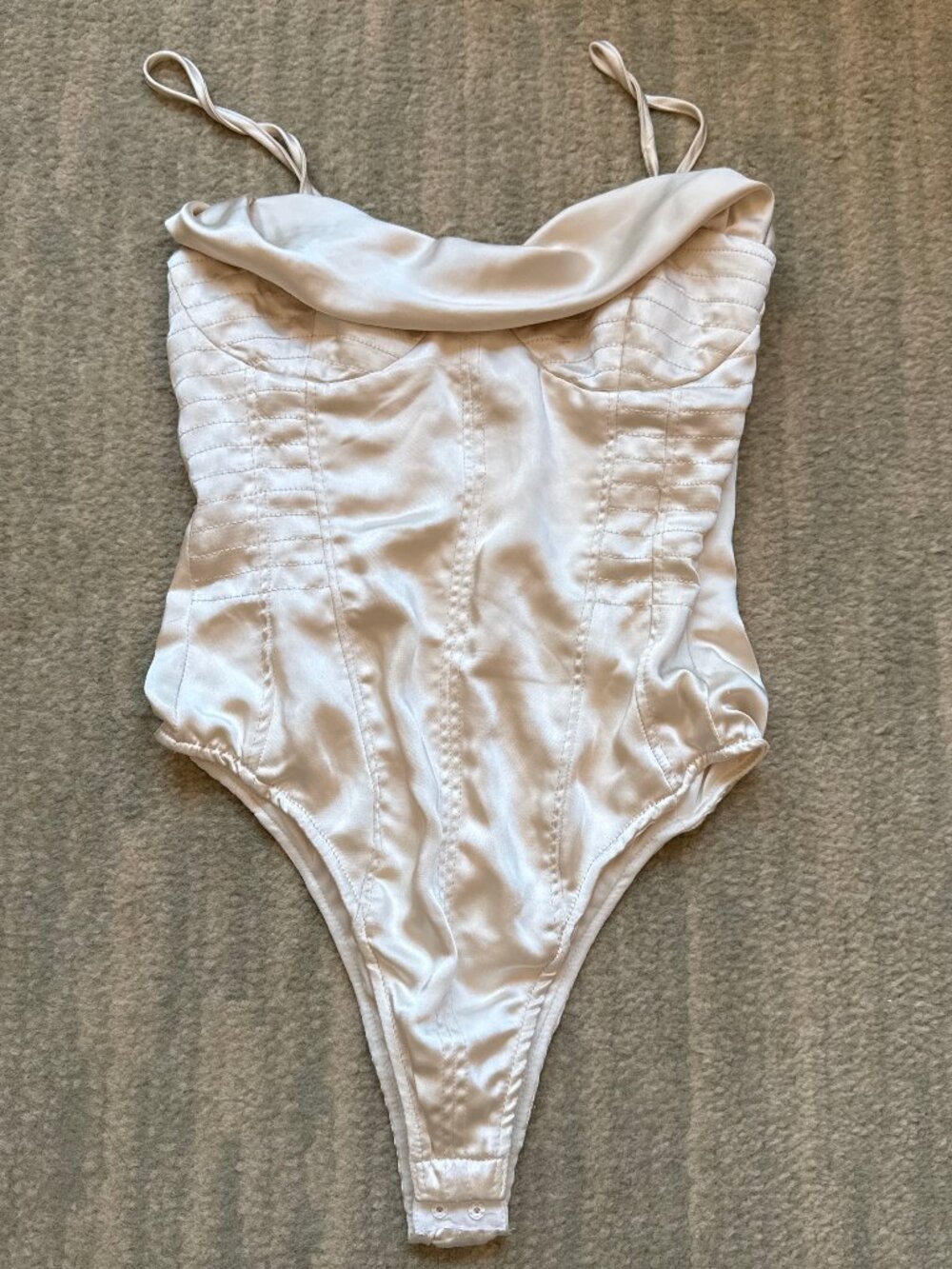 White satin corset bodysuit